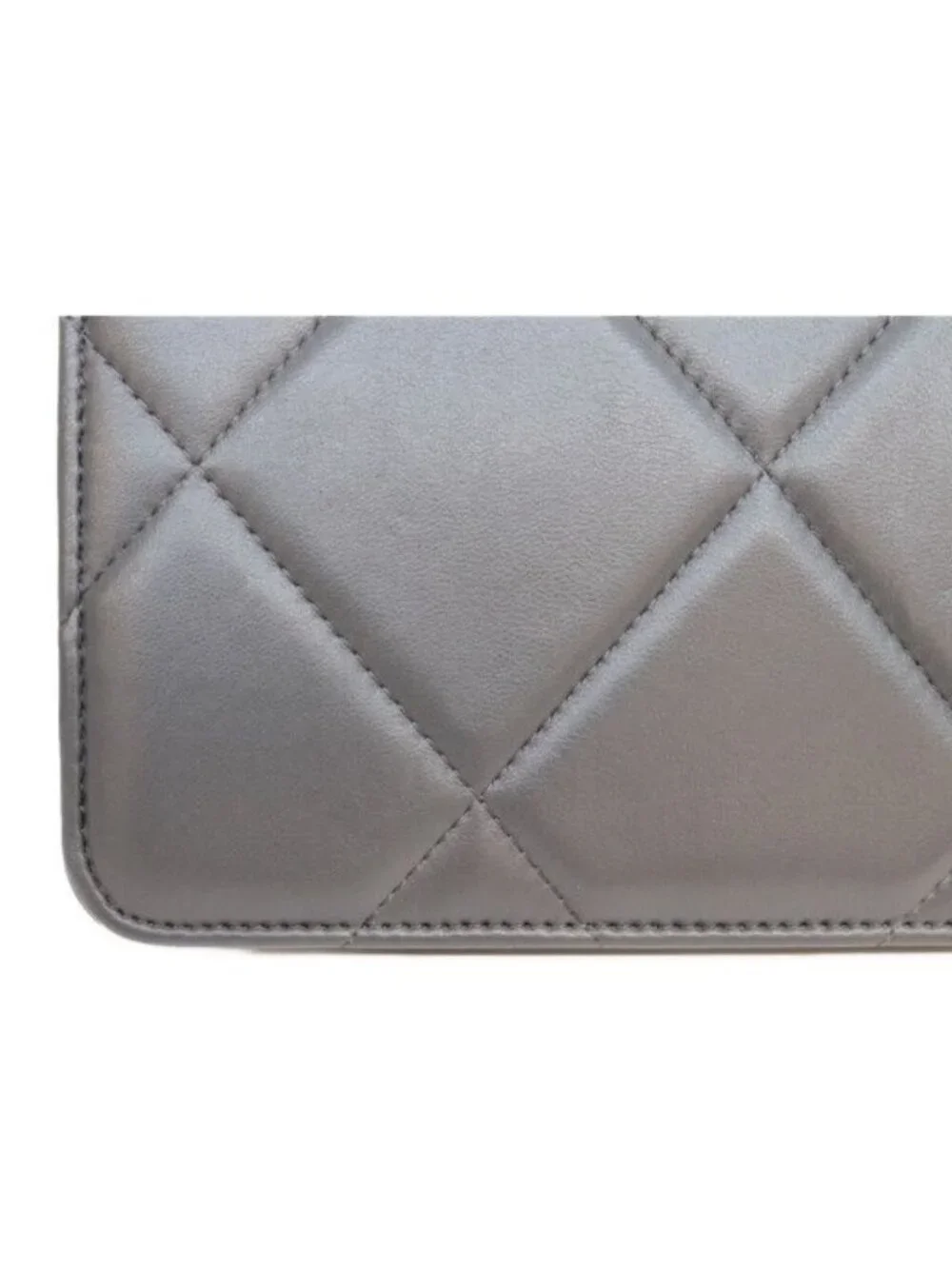 Chanel Gray Lamb 19 Chain Wallet Shoulder